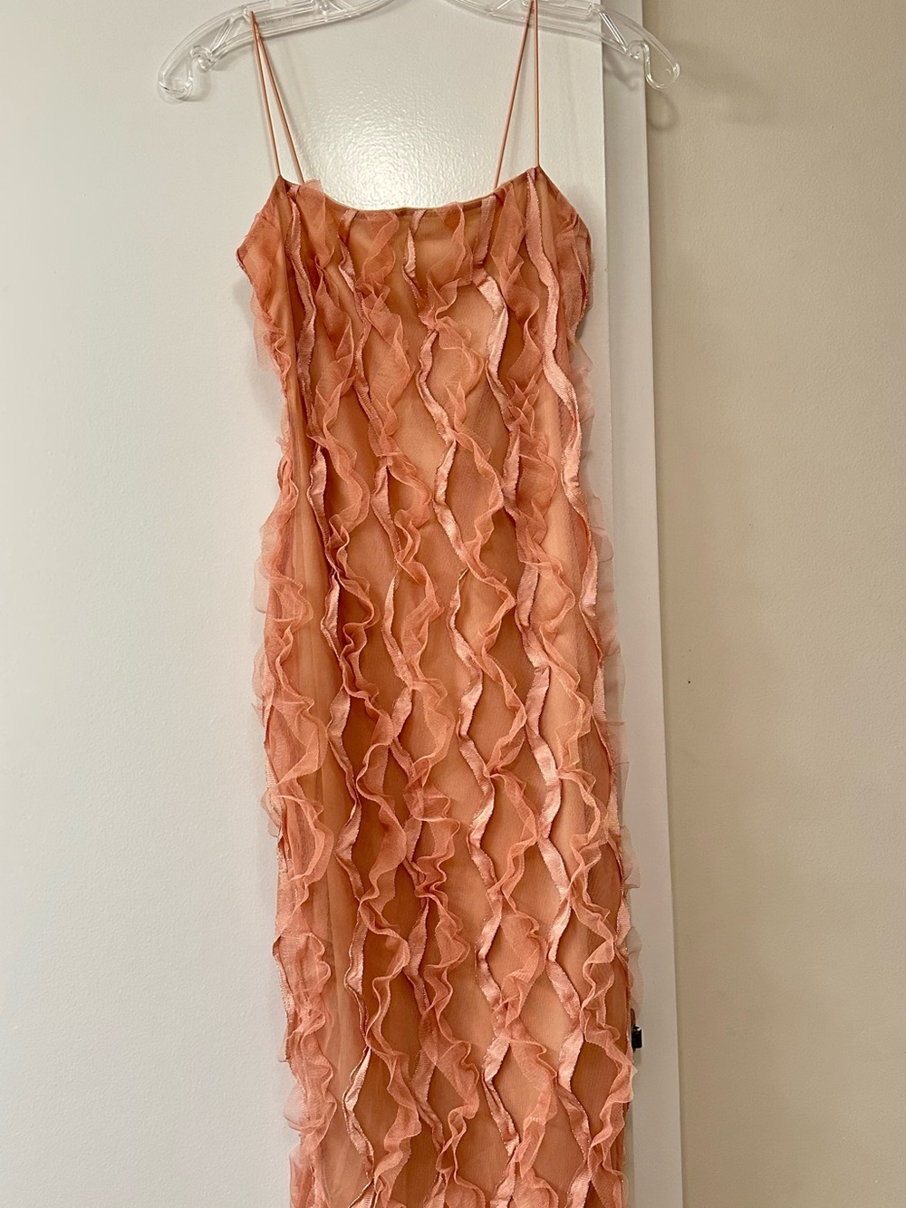 Lovely Day Peach Ruffle Maxi Slip Dress